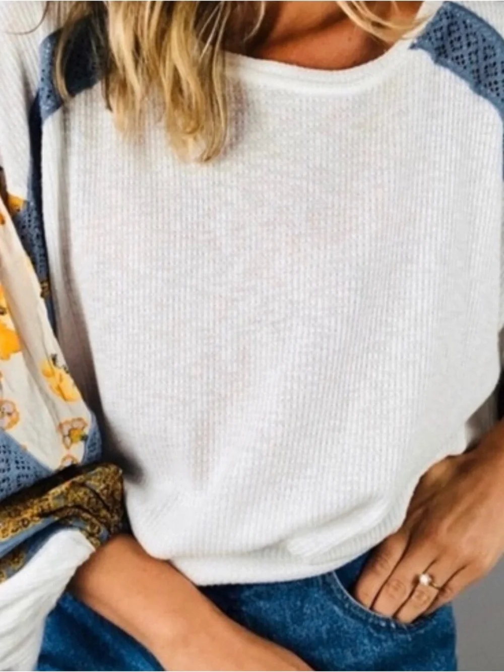 Free People Clash Wildflower Waffle Thermal Top